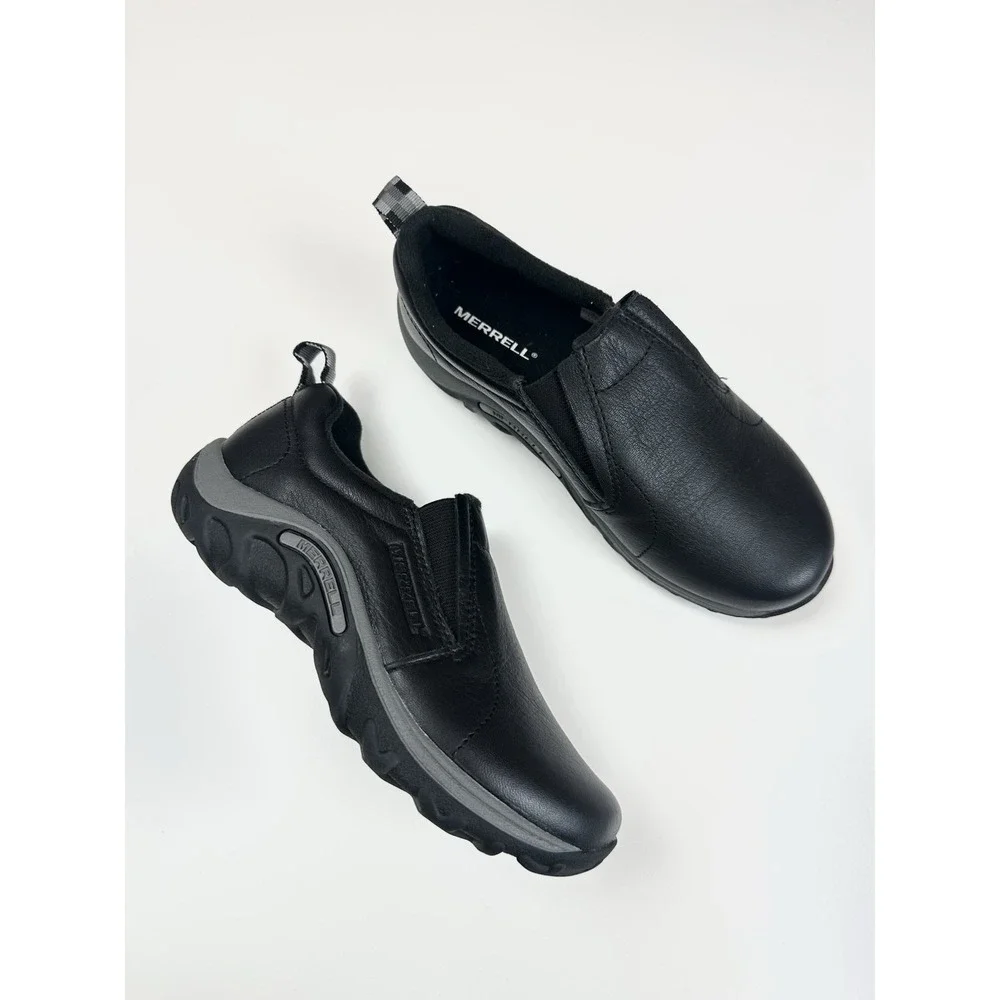 Merrell Jungle Moc Kids Slip On Black Leather Shoes Size 1.5 New No Box